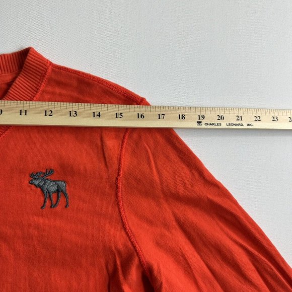 Abercrombie and Fitch Sweater Mens Large Muscle V Neck Orange Long Sleeve Cotton - Picture 7 of 9